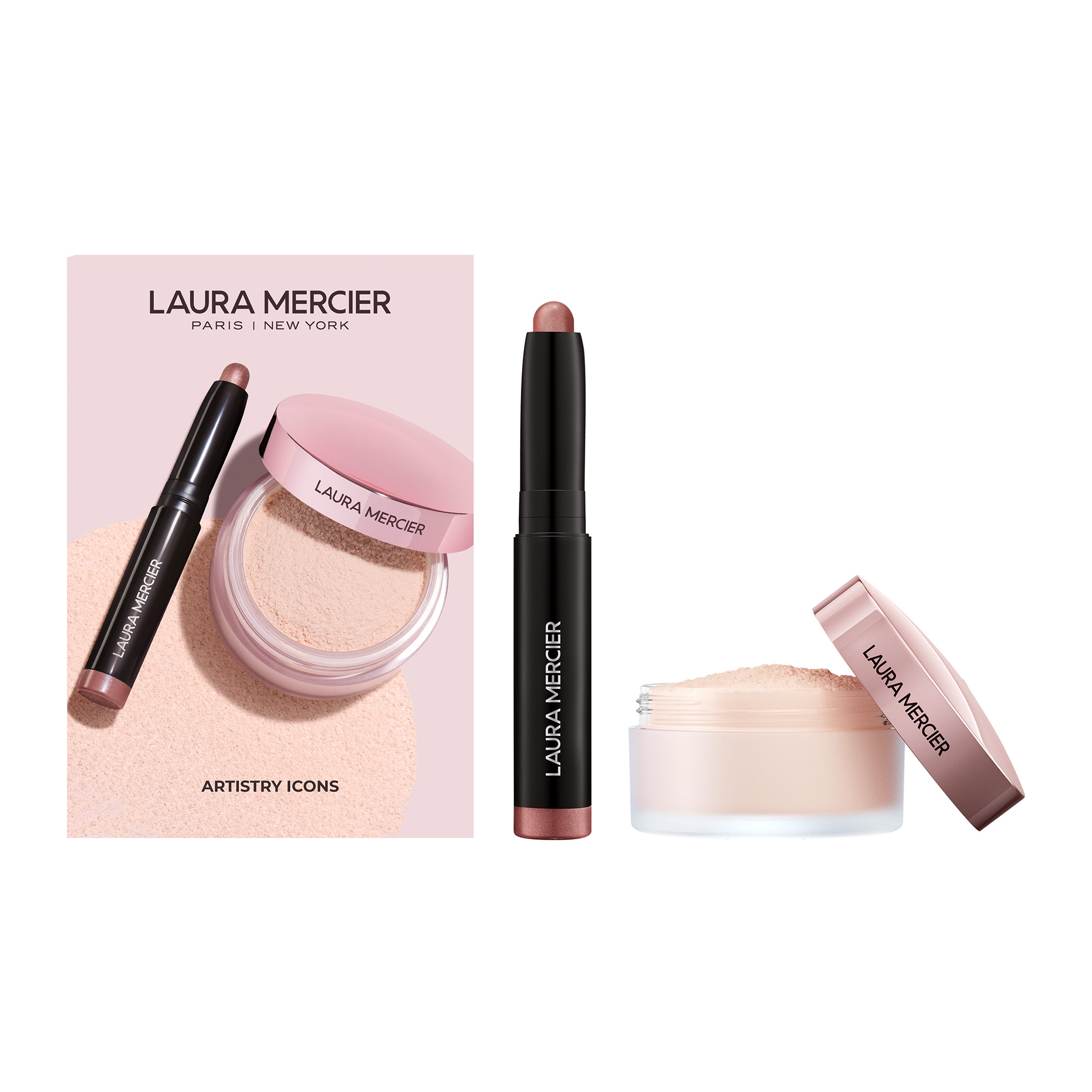 Laura Mercier Translucent Loose Setting Powder Tone Up And Mini Caviar Stick Eye Shadow Set