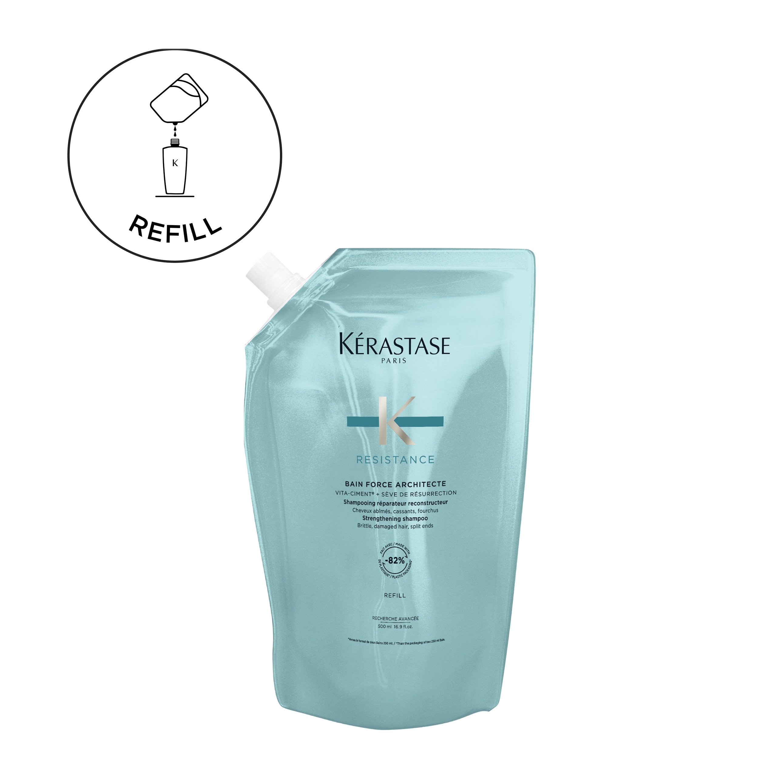 KERASTASE RÉSISTANCE REFILL ΣΑΜΠΟΥΑΝ BAIN FORCE ARCHITECTE ΓΙΑ ΕΠΑΝΟΡΘΩΣΗ | 500ml