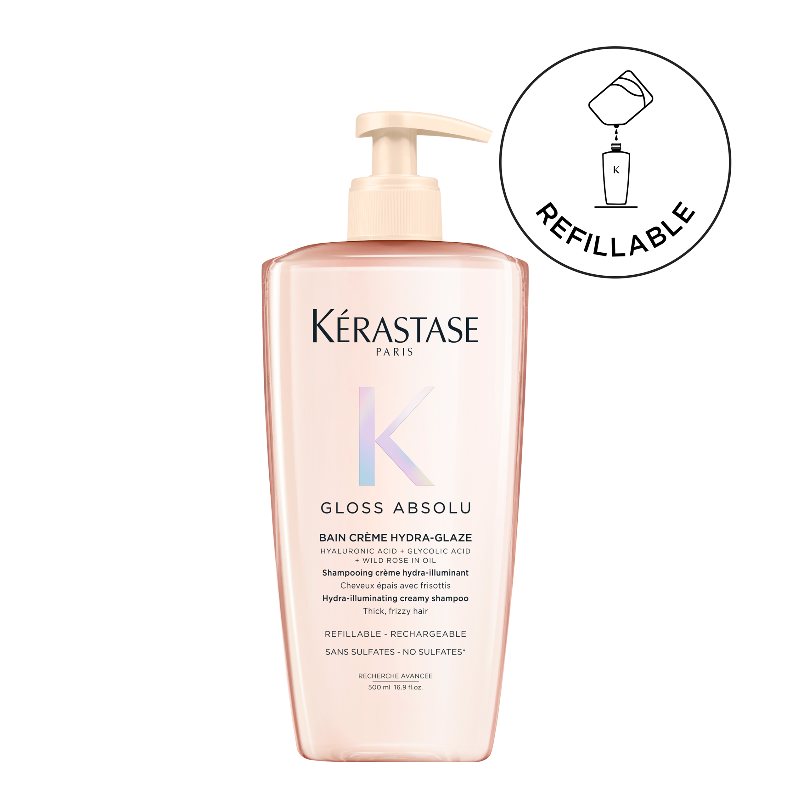 Kerastase Gloss Absolu Bain Crème Ενυδατικο Σαμπουαν Λαμψης Refillable 500Ml