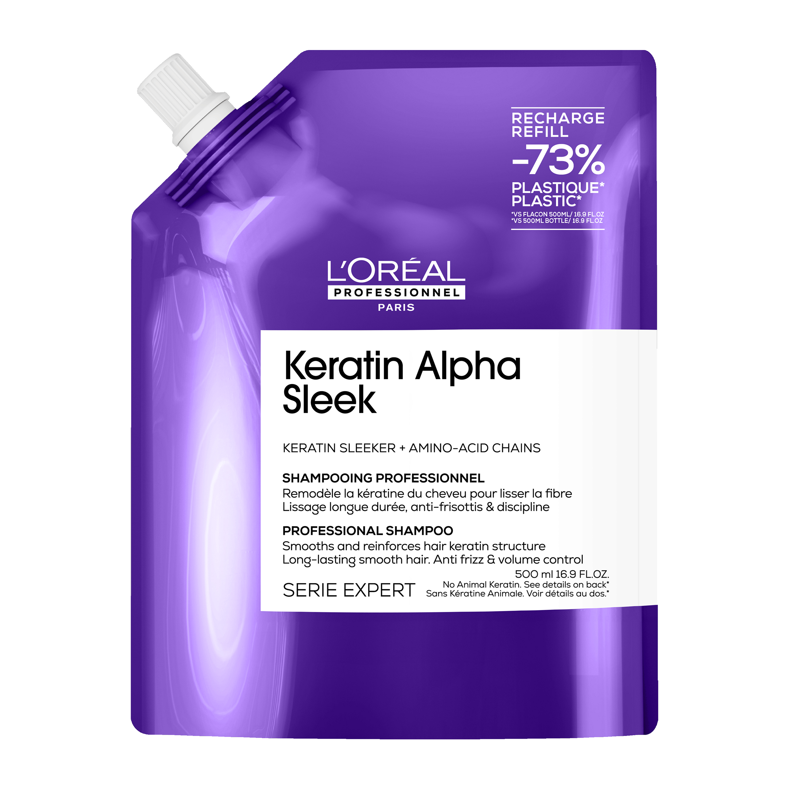 L&Apos Oreal Professionnel Keratin Alpha Sleek Professional Shampoo Refill για Λειανση 500Ml