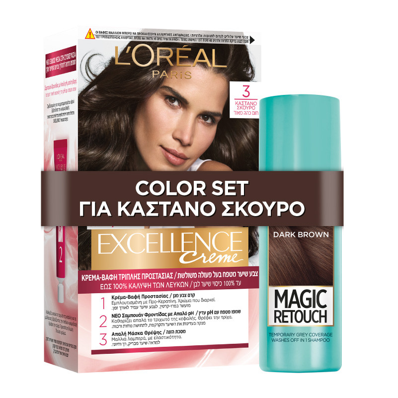 L’ORÉAL PARIS L’ORÉAL PARIS EXCELLENCE CREAM & MAGIC RETOUCH SET | Καστανό Σκούρο