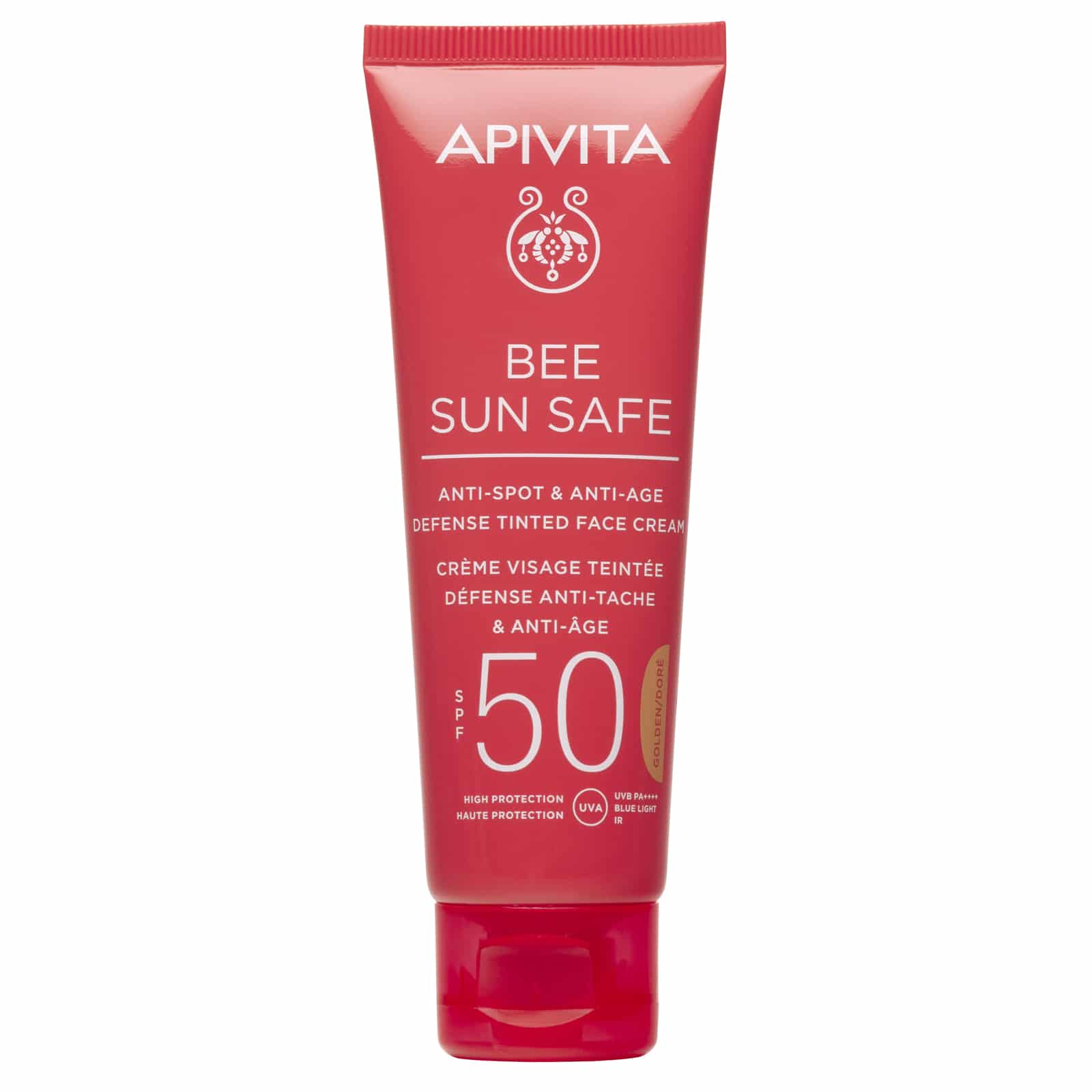Apivita Bee Sun Safe Κρεμα Προσώπου Κατα των Παναδων Ρυτιδων Spf50 με Χρωμα-Golden Αποχρωση