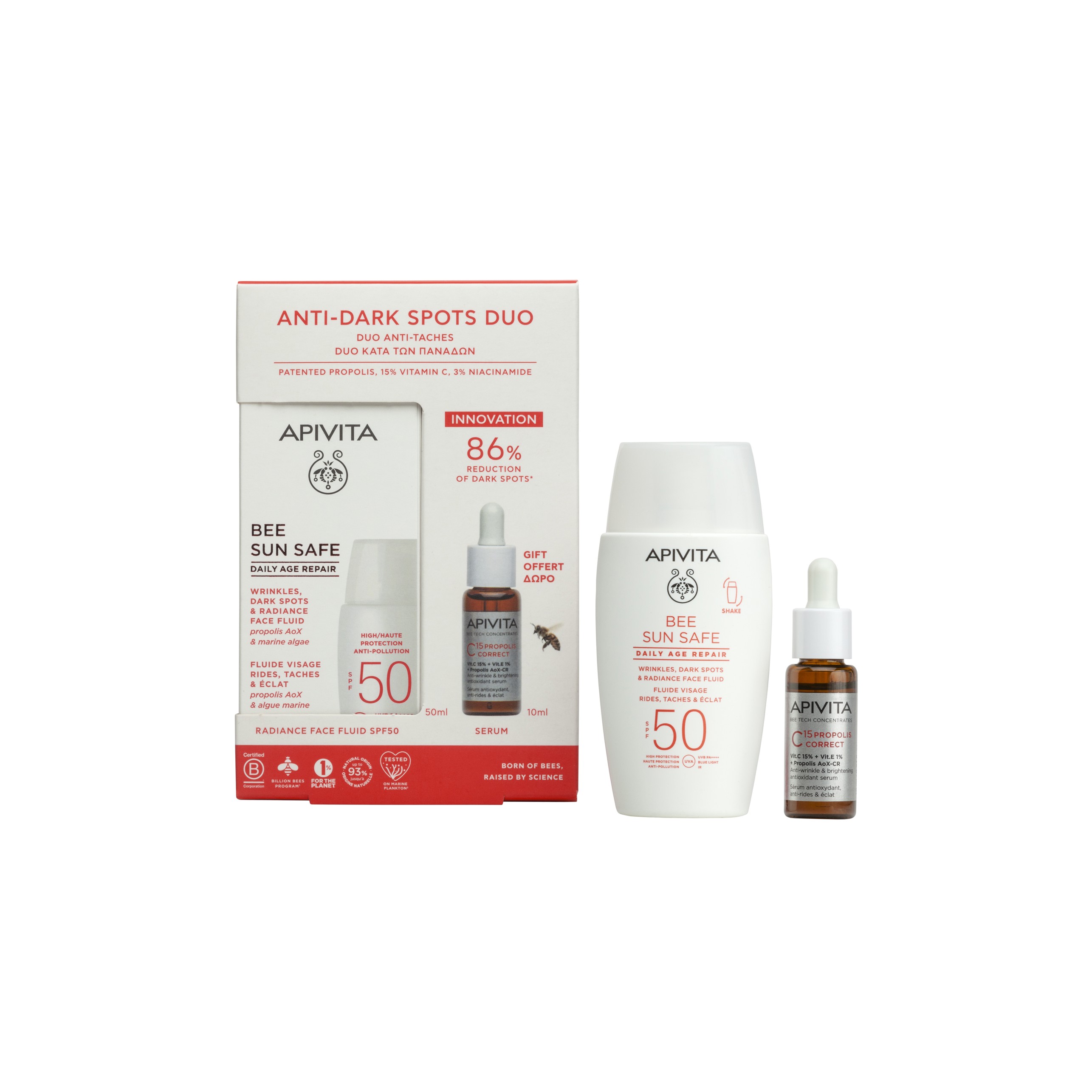 Apivita Duo Κατα των Παναδων Bee Sun Safe Daily Age Repair Spf50+