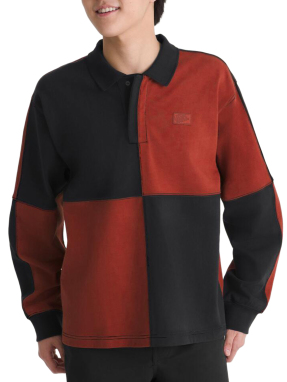 ΑΝΔΡΙΚΗ POLO ΜΠΛΟΥΖΑ CHECK RUGBY LS KNIT | Μαύρο  M