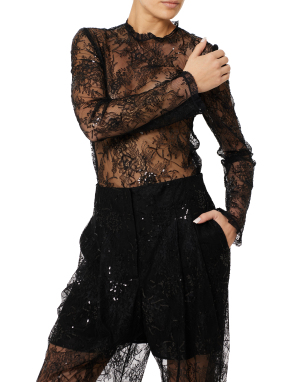 ΓΥΝΑΙΚΕΙΑ SEE- THROUGH ΜΠΛΟΥΖΑ | Μαύρο IT 42