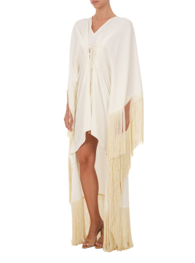 ΜΙΝΙ ΦΟΡΕΜΑ FRINGED SIERRA KAFTAN | Εκρού ONE SIZE
