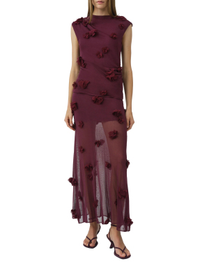 ΜΙΝΤΙ ΦΟΥΣΤΑ CORA FLORAL APPLIQUE | Μπορντό XS