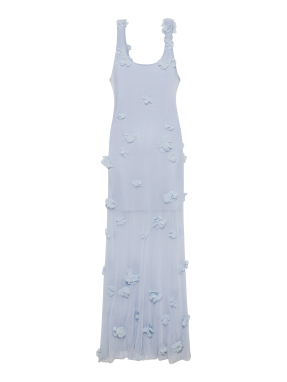 ΜΑΞΙ ΦΟΡΕΜΑ IVI FLORAL APPLIQUE MIDI DRESS | Γαλάζιο S