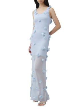 ΜΑΞΙ ΦΟΡΕΜΑ IVI FLORAL APPLIQUE MIDI DRESS | Γαλάζιο S