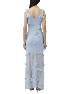 ΜΑΞΙ ΦΟΡΕΜΑ IVI FLORAL APPLIQUE MIDI DRESS | Γαλάζιο S