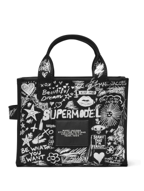 ΓΥΝΑΙΚΕΙΑ ΤΣΝΤΑ ΧΕΙΡΟΣ THE PUNK SCRIBBLE CANVAS SMALL TOTE BAG | Μαύρο