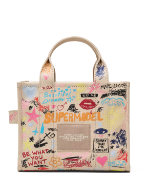 ΓΥΝΑΙΚΕΙΑ ΤΣΝΤΑ ΧΕΙΡΟΣ THE PUNK SCRIBBLE CANVAS SMALL TOTE BAG | Μπεζ