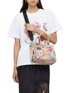 ΓΥΝΑΙΚΕΙΑ ΤΣΝΤΑ ΧΕΙΡΟΣ THE PUNK SCRIBBLE CANVAS SMALL TOTE BAG | Μπεζ