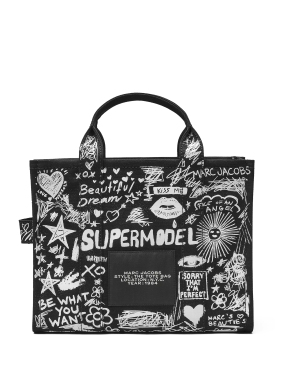 ΓΥΝΑΙΚΕΙΑ ΤΣΑΝΤΑ ΧΕΙΡΟΣ THE PUNK SCRIBBLE CANVAS MEDIUM TOTE BAG | Μαύρο