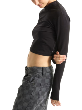 ΓΥΝΑΙΚΕΙΑ ΜΑΚΡΥΜΑΝΙΚΗ ΜΠΛΟΥΖΑ SCRIPT MINI MOCK | Μαύρο S