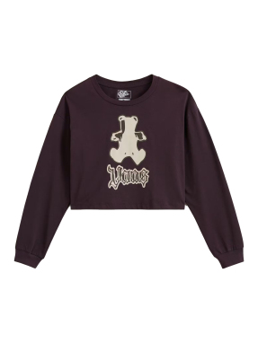 ΓΥΝΑΙΚΕΙΑ ΜΠΛΟΥΖΑ LIL BEAR RELAX CROP | Μωβ Σκούρο XS