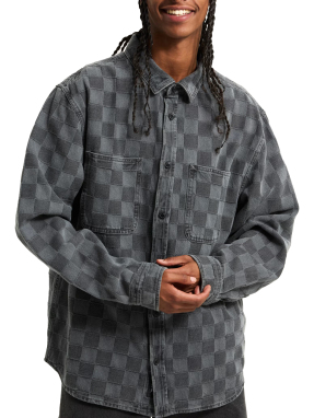 ΑΝΔΡΙΚΟ ΠΟΥΚΑΜΙΣΟ HASTINGS CHECKERBOARD DENIN | Μαύρο ΧL