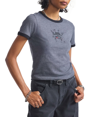 ΓΥΝΑΙΚΕΙΟ T-SHIRT CRUZING RINGER | Γκρι Σκούρο S