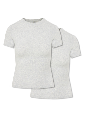 ΓΥΝΑΙΚΕΙΟ T-SHIRT 2ΤΜΧ | Γκρι Ανοιχτό XS
