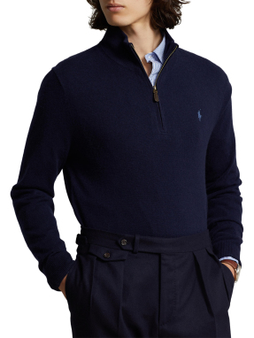 ΑΝΔΡΙΚΟ ΜΑΛΛΙΝΟ ΠΟΥΛΟΒΕΡ HALF-ZIP | Μαύρο XXL