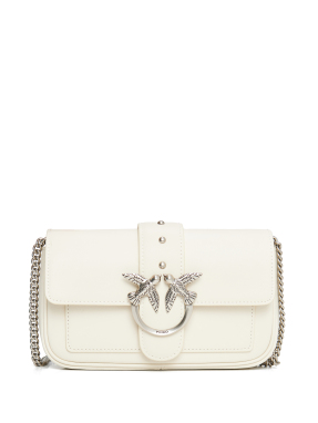 ΓΥΝΑΙΚΕΙΑ ΔΕΡΜΑΤΙΝΗ ΤΣΑΝΤΑ ΩΜΟΥ LOVE ICON POCKET | Λευκό