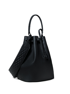 ΓΥΝΑΙΚΕΙΑ ΔΕΡΜΑΤΙΝΗ ΤΣΑΝΤΑ BUCKET | Μαύρο