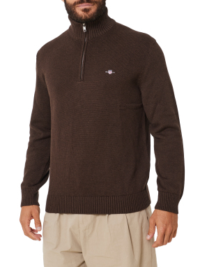 ΑΝΔΡΙΚΟ ΠΛΕΚΤΟ ΠΟΥΛΟΒΕΡ HALF-ZIP | Καφέ Σκούρο G0284 S