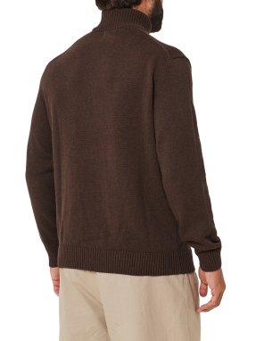 ΑΝΔΡΙΚΟ ΠΛΕΚΤΟ ΠΟΥΛΟΒΕΡ HALF-ZIP | Καφέ Σκούρο G0284 S
