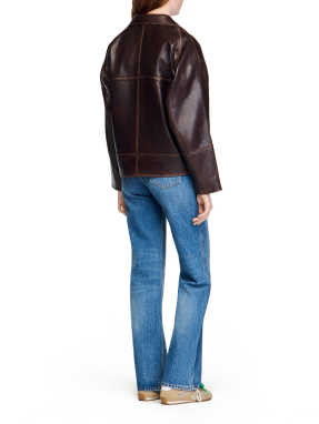 ΓΥΝΑΙΚΕΙΟ ΔΕΡΜΑΤΙΝΟ JACKET | Καφέ Σκούρο G023 FR 36