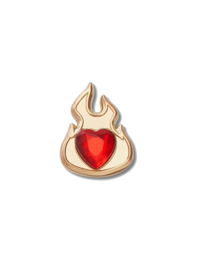 JIBBITZ™ CHARMS GOLD FLAME WITH RUBY HEART | Πολύχρωμο UNIQUE ONE SIZE
