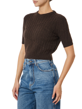 ΓΥΝΑΙΚΕΙΟ CROP ΠΟΥΛΟΒΕΡ | Καφέ Σκούρο S