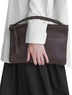 ΓΥΝΑΙΚΕΙΟΣ ΔΕΡΜΑΤΙΝΟΣ ΦΑΚΕΛΟΣ MAXI POCHETTE | Καφέ