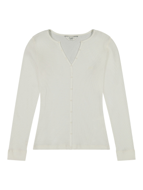 ΓΥΝΑΙΚΕΙΑ ΜΠΛΟΥΖΑ WASHED WAFFLE HENLEY | Εκρού L