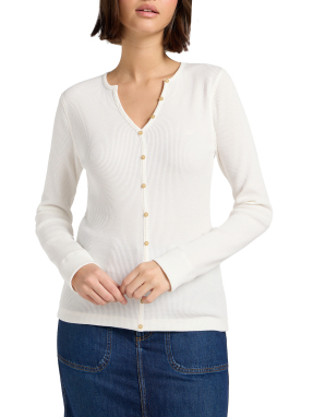 ΓΥΝΑΙΚΕΙΑ ΜΠΛΟΥΖΑ WASHED WAFFLE HENLEY | Εκρού L