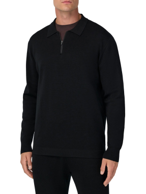 ΑΝΔΡΙΚΗ ΜΑΛΛΙΝΗ ΜΑΚΡΥΜΑΝΙΚΗ ΜΠΛΟΥΖΑ MERINO | Μαύρο ΧL