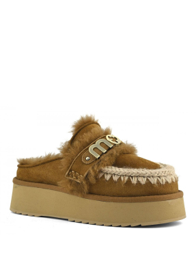 ΓΥΝΑΙΚΕΙΑ PLATFORM CLOG WITH STRAP LOGO | Καφέ 40