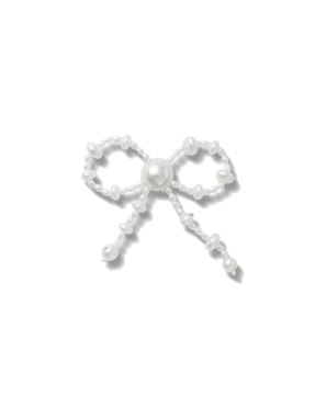 JIBBITZ™ CHARMS WHITE LARGE PEARL BEADED BOW | Λευκό UNIQUE ONE SIZE