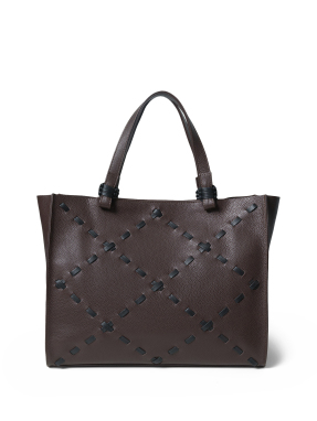 ΓΥΝΑΙΚΕΙΑ ΔΕΡΜΑΤΙΝΗ ΤΣΑΝΤΑ ΩΜΟΥ SCALA MEDIUM TOTE | Καφέ