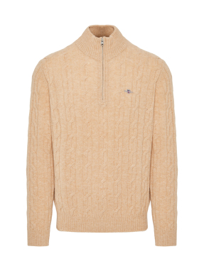 ΑΝΔΡΙΚΟ ΜΑΛΛΙΝΟ ΠΟΥΛΟΒΕΡ HALF-ZIP | Μπεζ L