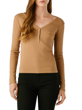 ΓΥΝΑΙΚΕΙΑ ΜΑΚΡΥΜΑΝΙΚΗ ΜΠΛΟΥΖΑ | Καφέ Ανοιχτό M