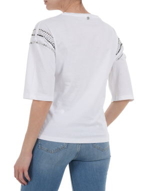 ΓΥΝΑΙΚΕΙΟ T-SHIRT ΜΕ ΣΤΡΑΣ | Λευκό S