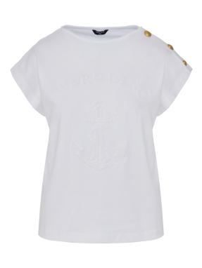 ΓΥΝΑΙΚΕΙΟ T-SHIRT ΜΕ ΠΑΓΙΕΤΕΣ | Λευκό S