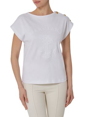 ΓΥΝΑΙΚΕΙΟ T-SHIRT ΜΕ ΠΑΓΙΕΤΕΣ | Λευκό S