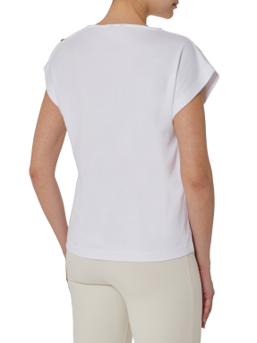 ΓΥΝΑΙΚΕΙΟ T-SHIRT ΜΕ ΠΑΓΙΕΤΕΣ | Λευκό M