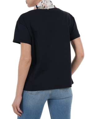 ΓΥΝΑΙΚΕΙΟ T-SHIRT ΜΕ ΜΑΝΤΗΛΙ | Μαύρο S