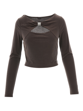 ΓΥΝΑΙΚΕΙΑ ΜΑΚΡΥΜΑΝΙΚΗ ΜΠΛΟΥΖΑ | Καφέ Σκούρο S