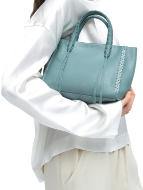 ΓΥΝΑΙΚΕΙΑ ΔΕΡΜΑΤΙΝΗ ΤΣΑΝΤΑ ΧΕΙΡΟΣ MINI TOTE | Γαλάζιο