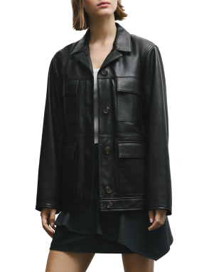 ΓΥΝΑΙΚΕΙΟ ΔΕΡΜΑΤΙΝΟ JACKET | Μαύρο S