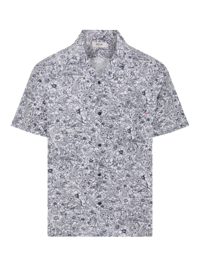 ΑΝΔΡΙΚΟ ΚΟΝΤΟΜΑΝΙΚΟ ΠΟΥΚΑΜΙΣΟ | Λευκό-Μπλε XL