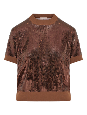 ΓΥΝΑΙΚΕΙΟ T-SHIRT ΜΕ ΠΟΥΛΙΕΣ | Καφέ S